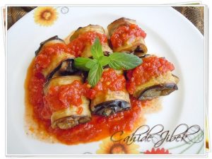 eggplant rolls covered in sauce